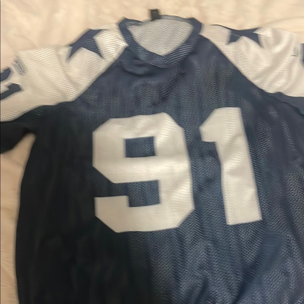 SHEIN Navy and White Mesh Top